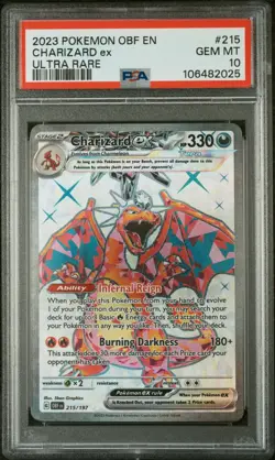 2023 POKEMON OBF EN-OBSIDIAN FLAMES ULTRA RARE #215 CHARIZARD EX PSA 10 - Image 1