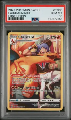 2022 POKEMON SWORD & SHIELD LOST ORIGIN #TG03 FULL ART/CHARIZARD PSA 10 - Image 1