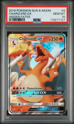 2019 POKEMON SUN & MOON HIDDEN FATES #9 CHARIZARD GX PSA 10 - Image 1