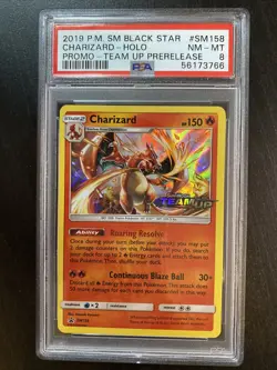 PSA 8 Charizard Sun & Moon Team Up Limited Pre-Release - Pokemon TCG - Image 1