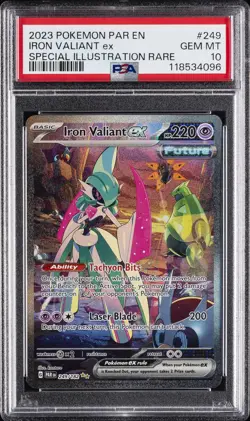 2023 POKEMON PAR EN-PARADOX RIFT #249 IRON VALIANT EX PSA 10 - Image 1