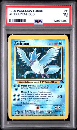 1999 POKEMON FOSSIL #2 ARTICUNO-HOLO PSA 7 - Image 1