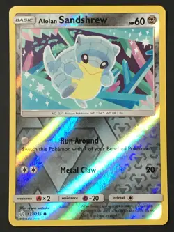 Pokemon TCG Alolan Sandshrew 137/236 SM Cosmic Eclipse Reverse Holo Common NM - Image 1