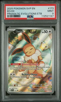 2025 POKEMON SVP EN BLACK STAR PROMO PRISMATIC EVOLUTIONS ETB #173 EEVEE PSA 9 - Image 1