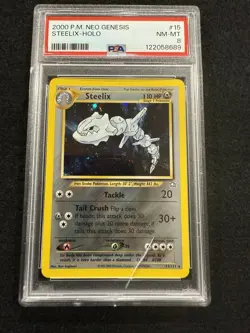 Pokemon Steelix Holo 15/111 from Neo Genesis Unlimited in a PSA 8! Cracked Slab. - Image 1
