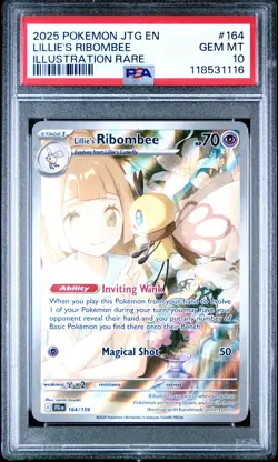 2025 POKEMON JTG EN-JOURNEY TOGETHER ILLUSTRATION RARE LILLIE'S RIBOMBEE PSA 10 - Image 1