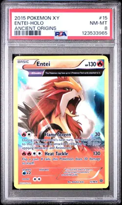 2015 POKEMON XY ANCIENT ORIGINS #15 ENTEI-HOLO PSA 8 - Image 1
