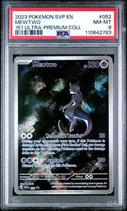 2023 POKEMON SVP EN-SV BLACK STAR PROMO 151 ULTRA-PREM COLL #052 MEWTWO PSA 8 - Image 1