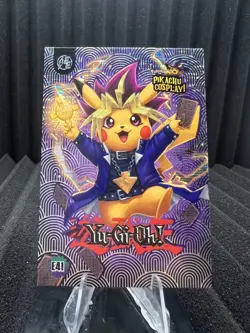 Yu-Gi-Oh! (Pikachu) #E41 - Silver Holo Box Hit Electric Pikachu Cosplay Pokemon - Image 1