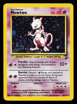 Mewtwo 10/130 Holo Rare Base Set 2 Pokemon Card - Image 1