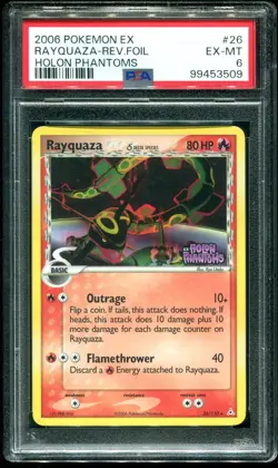 PSA 6 Rayquaza Reverse Holo Rare EX Holon Phantoms 2006 Pokemon Card #26 - Image 1