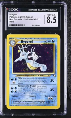 CGC 8.5 FRENCH Kingdra Neo Genesis 8/111 Holo SWIRL Pokemon Card - Image 1