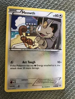 Pokemon TCG Meowth XY Ancient Origins 61/98 Regular Common Card - Image 1