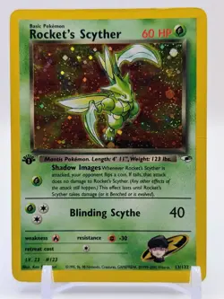 1st Edition Rocket's Scyther 13/132 Gym Heroes Holo Pokemon WOTC 2000 HP - Image 1