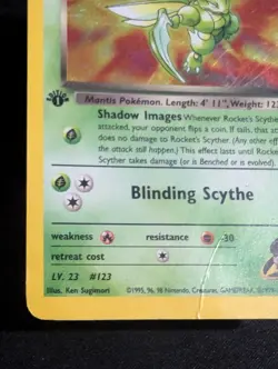 1st Edition Rocket's Scyther 13/132 Gym Heroes Holo Pokemon WOTC 2000 HP - Image 5