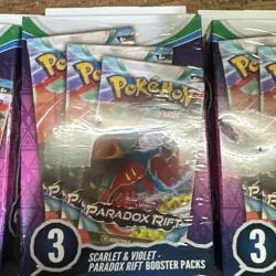 Pokemon Scarlet & Violet Paradox Rift Booster Hanger Box 3 Pack LOT OF 3 - Image 3
