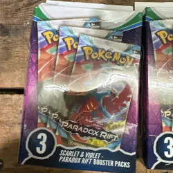 Pokemon Scarlet & Violet Paradox Rift Booster Hanger Box 3 Pack LOT OF 3 - Image 4