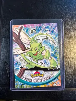 2000 Topps Pokemon TV Animation Edition Series 3 Non Holo Scyther #123 Blue Logo - Image 1