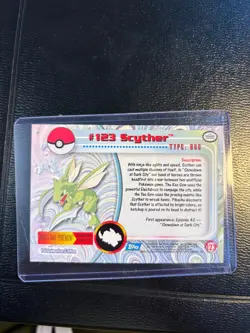2000 Topps Pokemon TV Animation Edition Series 3 Non Holo Scyther #123 Blue Logo - Image 2