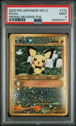 2000 POKEMON JPN NEO 2 PROMO REVERSE FOIL #172 PICHU PSA 9 - Image 1