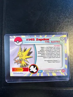 Pokemon 2000 - Topps - TV Animation Edition Series 3 Zapdos #145 Blue Logo - Image 2