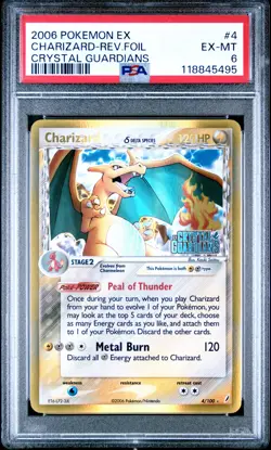 2006 POKEMON EX CRYSTAL GUARDIANS #4 CHARIZARD-REVERSE FOIL PSA 6 - Image 1