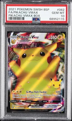 2021 POKEMON SWSH BLACK STAR PROMO PIKACHU VMAX BOX FULL ART/PIKACHU VMAX PSA 10 - Image 1