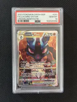 2023 Pokemon Lucario VSTAR SWSH291 Full Art Black Star Promo Crown Zenith PSA 10 - Image 1