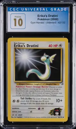 2000 POKEMON GYM HEROES UNLIMITED #42/132 ERIKA'S DRATINI CGC 10 PRISTINE - Image 1