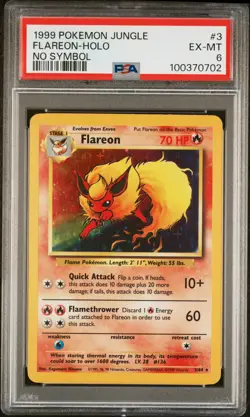 1999 POKEMON JUNGLE NO SYMBOL #3 FLAREON-HOLO PSA 6 - Image 1