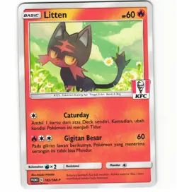 KFC Litten 182/SM-P Indonesia Indonesian Chaki Kids Promo Pokemon Card (LP) - Image 1