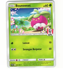KFC Bounsweet 180/SM-P Indonesia Indonesian Chaki Kids Promo Pokemon Card (LP) - Image 1