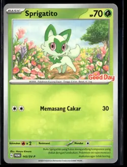 Sprigatito 143/SV-P Good Day Indonesia Promo Indonesian Pokemon Card (LP) - Image 1