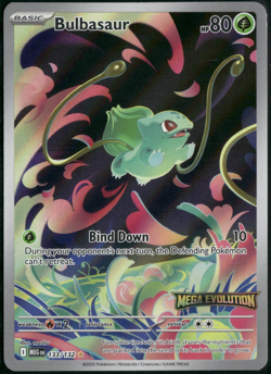 Bulbasaur 133/132 Mega Evolution Box Topper Stamp Stamped Promo Pokemon Card (LP - Image 1