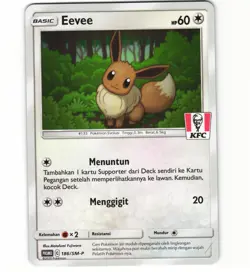 KFC Eevee 186/SM-P Indonesia Indonesian Chaki Kids Promo Pokemon Card (LP) - Image 1