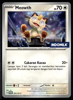 Meowth 201/SV-P Indomilk Indo Milk Indonesia Promo Indonesian Pokemon Card (LP) - Image 1