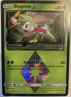 Shaymin Prism Star Holographic Pokemon Card Fermi Bubbles Grading A- - Image 1