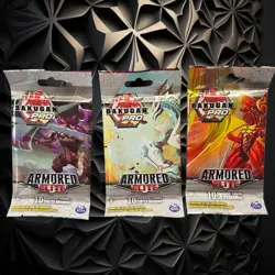 Lot of 3 New Bakugan PRO Armored Elite Booster Pack Collectible Trading Cards - Image 1