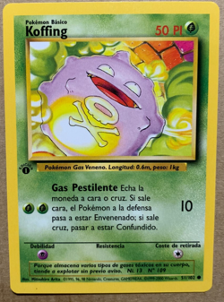 1st Edition SPANISH Koffing 51/102 Base Set - Common Pokemon Card - LP - Image 1