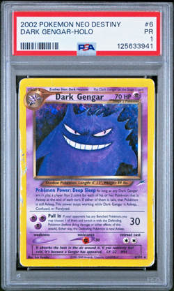PSA 1 PR 2002 Neo Destiny Dark Gengar 6/105 Holo Foil Rare Pokemon Card - Image 1