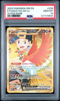 PSA 10 2025 POKEMON DRI EN-DESTINED RIVALS HYPER RARE ETHAN'S HO-OH EX #239 - Image 1