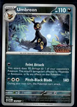 Umbreon 130/197 Obsidian Flames Stamp Stamped Reverse Holo Europe Promo Pokemon - Image 1