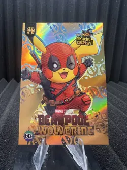 Deadpool & Wolverine (Pikachu) #E42 - Gold Holo Box Hit Pikachu Cosplay Pokemon - Image 1