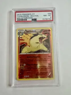 2015 Pokemon XY Breakthrough #20 Typhlosion Reverse Foil PSA 8 - Image 1