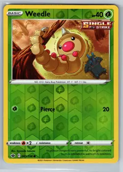 NM Weedle 001/198 Reverse Holo Chilling Reign Pokemon 2021 - Image 1