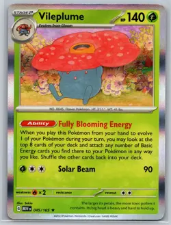 NM Vileplume 045/165 Holo Rare English Scarlet & Violet 151 Pokemon 2023 - Image 1