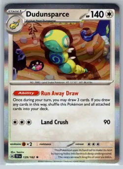 NM Dudunsparce 129/162 Holo Rare Temporal Forces Pokemon 2024 - Image 1