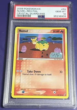 PSA 10 Numel 59/100 Reverse Holo EX Crystal Guardians Pokemon 2006 POP 13 - Image 1