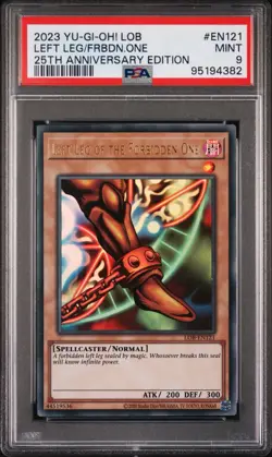 PSA 9 YUGIOH Left Leg Forbidden One LOB-EN121 Ultra Rare 25th Anniversary - Image 1