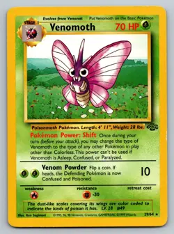 Pokemon Card - Venomoth (29) Jungle 29/64 Non-Holo MP - Image 1